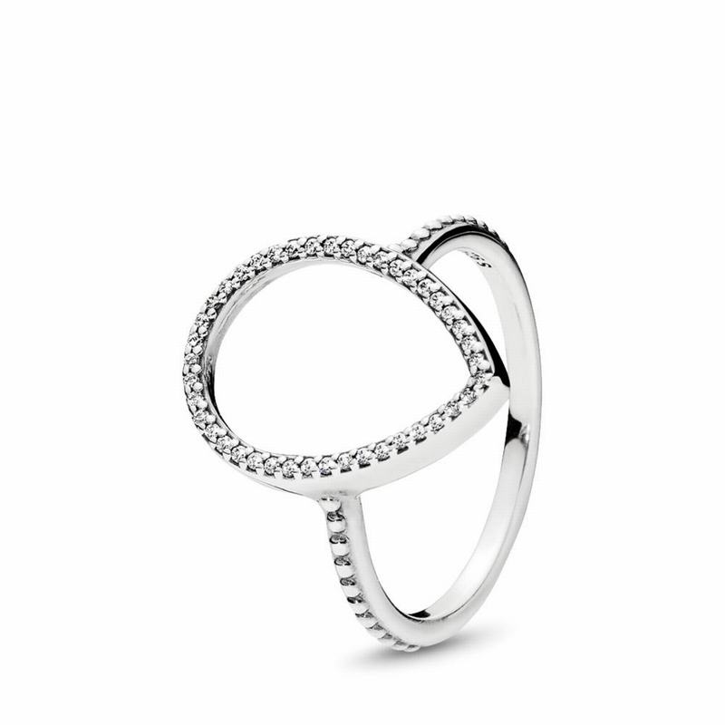 Pandora Teardrop Silhouette Statement Ring Ireland - Sterling Silver/Cubic Zirconia - 618524MKY